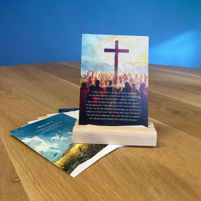 Lijdenstijd kaartenset met houten kaartenhouder